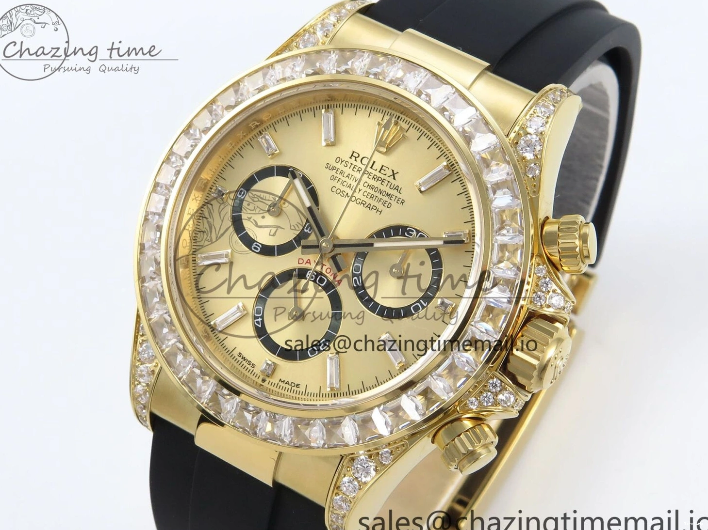 MiroTime 0203 Daytona 126538TBR EWEF 1:1 Best Edition 904L Steel YG Crystal Dial Diamonds Bezel on Black Rubber Strap SH OdorResistant 463